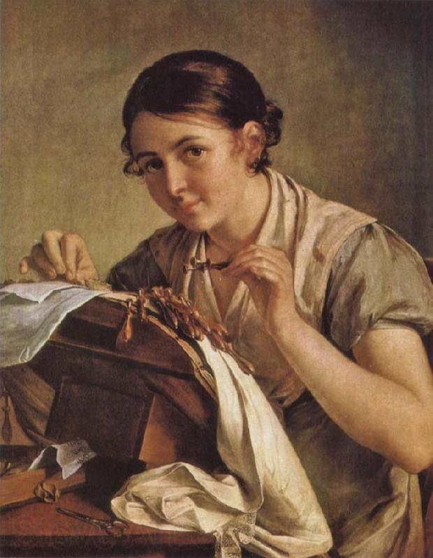 Vasily Tropinin Lacemaker Norge oil painting art